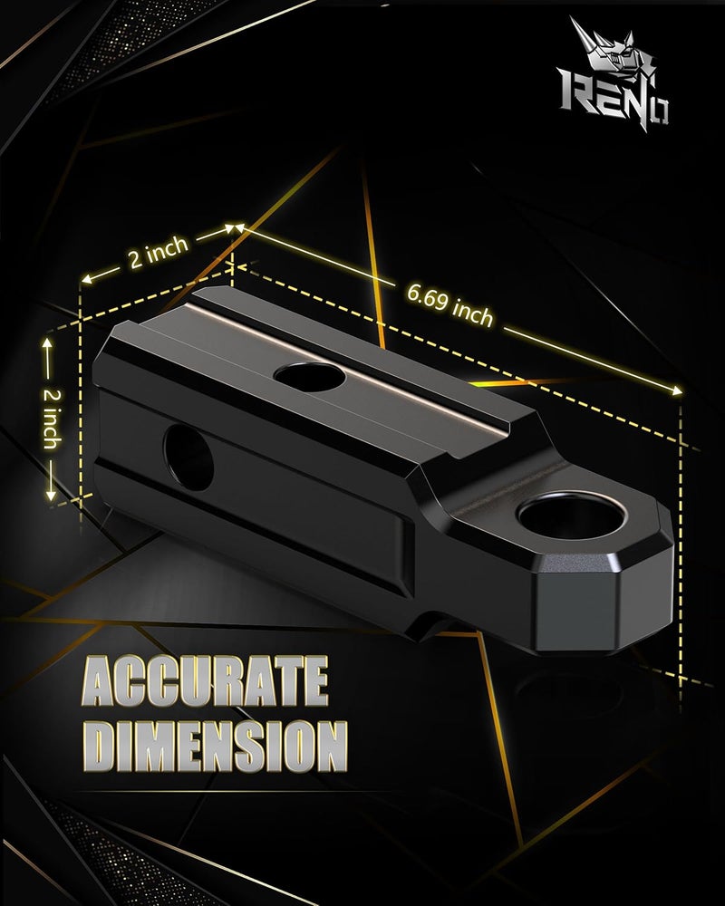 Reno Shackle Hitch Receiver, 2" Receiver Towing Mount Heavy Duty 45,000 lbs Compatible with 3/4" D-Ring Shackle for Trucks Off-Road SUV 4x4 Vehicle Towing Recovery (Aluminum, Black) - Image 3